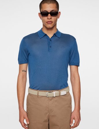 J. Lindeberg Ridge Lyocell Silk Polo - Navy - S