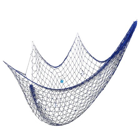 Winomo 150*200cm Middelhavsstil dekorativ fiskenett hav fiskenett veggdekorasjon fotobakgrunn hårhale fisk + hvit stjerne + blå (bildet)