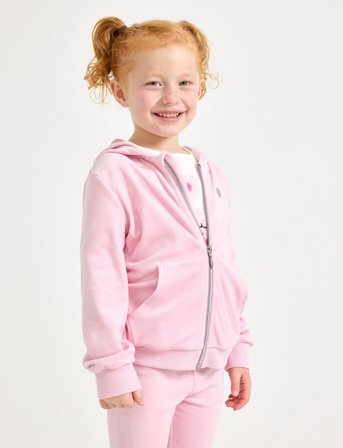 Lindex Hoodjacket Velour Solid - Pink - 92