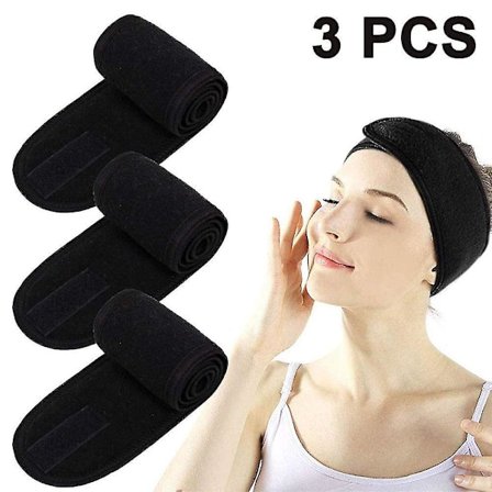 Facial Spa Headband 3pcs Make Up Headband Non-slip Stretch Hair Wrap With Adjustable Magic Tape For Face Washing Shower Facial Mask Yoga