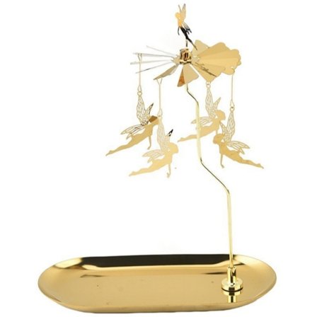 Gylden metal roterende lysestage i europæisk stil med fe-charme, der skaber en magisk atmosfære