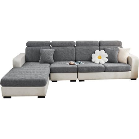 Jianyana Universal Jacquard L-Formet Elastisk Sofa Sitteputer Trekk, Slitasjesterkt Møbelbeskytter for Putene på Chaise Lounge Sofa M Ryggtrekk
