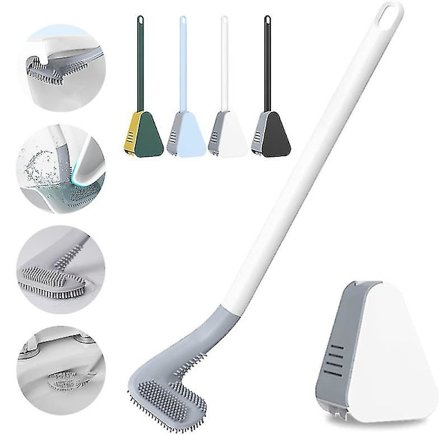 Silikone Toiletbørste og Holder Toilet Bowl Buddy Børste Rengøringsbørste Skridsikker Badeværelse Toilet(Hvid)