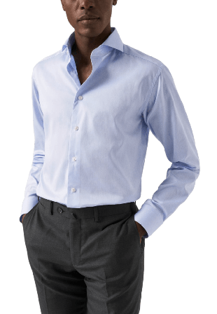 Eton Signature Twill-skjorta Slim Fit, Extreme Cut Away-krage Skjortor Herr Blå 39