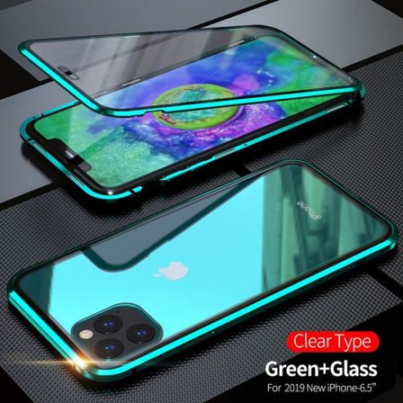 Dubbelsidig magnet fodral med härdat glas för iphone 11