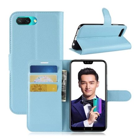 Huawei Honor 10 Liitsihedelmän Jyvä Nahka Lompakko Suojakotelo - Sininen