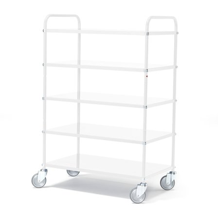 Regalwagen SHUTTLE mit 5 Böden, 950 x 550 x 1440 mm, 250 TK, weiß