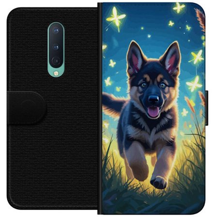 Yhteensopiva Lompakkokotelo OnePlus OnePlus 8 Saksanpaimenkoira pentu juliste pentu koira hyppää niitty perhoset söpö koira kuvitus sininen yötai