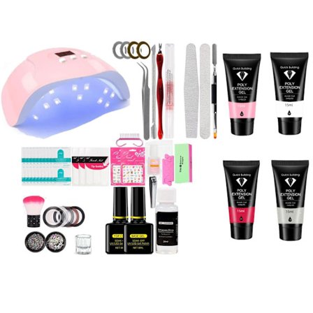 Polygel Nagelkit med UV lampa Nail Gel Färg
