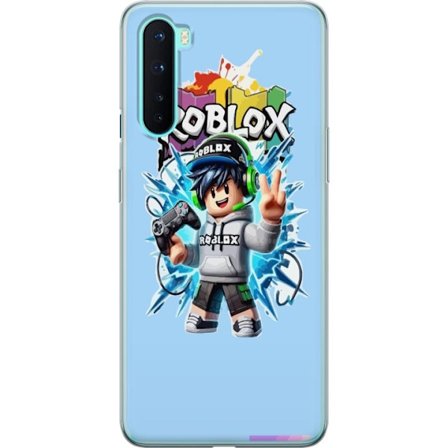 Kompatibelt Mobilskal till OnePlus OnePlus Nord Färgstark Roblox-karaktär med handkontroll och energifylld splash art design, perfekt för barnrum o
