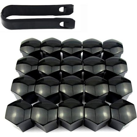 20 kpl 21 mm pyöränmutterisuojuksia, pyöränpultin mutterisuojuksia, kuusikulmaisia rengasmutterisuojuksia (musta) Musta Black