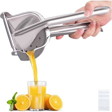 Ægte Rustfrit Stål Citronpresser Citrus Juicer Håndpresset Heavy Duty Manuel Saftpresser Maker Orange Lime Grapefrugt Presser - Bonus 50