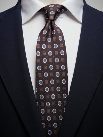 John Henric Men's Braune Geometrische Krawatte Size 7,5