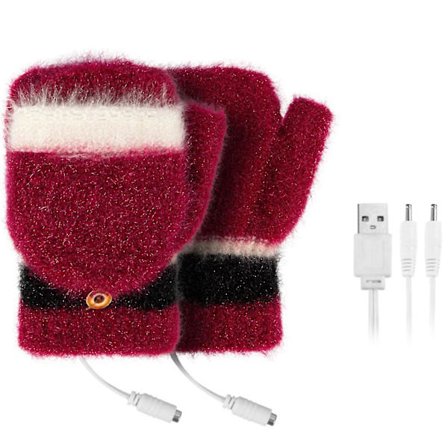 USB-oppvarmede vinterhansker i strikket imitert kasjmir for voksne, til dataspill