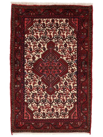 Handgeknoopt Perzisch Hamadan Vloerkleed 77X125 Zwart/Donkerrood