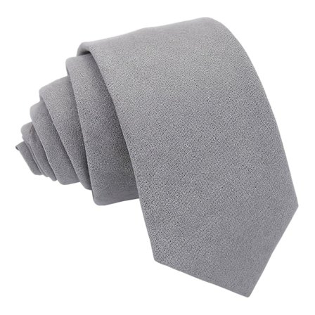 Grå Slim Slips i Mocka