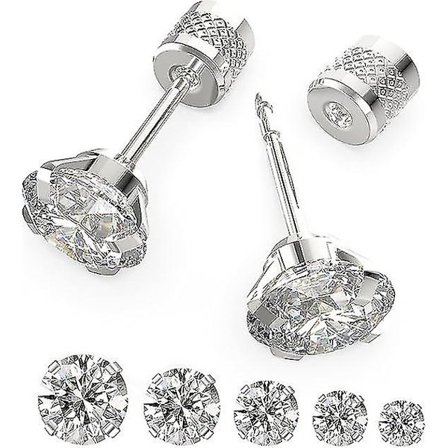 Hypoallergena örhängen i rostfritt stål med kubisk zirkonia för kvinnor, set med flera örhängen, 5 par örhängen med zirkonia för män, 4-8 mm, shznv