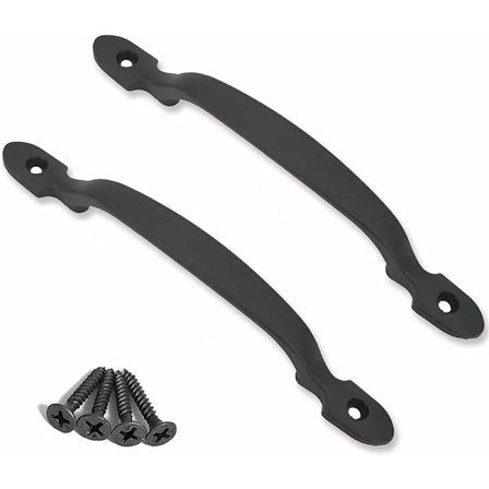 2 svarte dørhåndtak i støpejern til låvedører, hager, skur, Bl