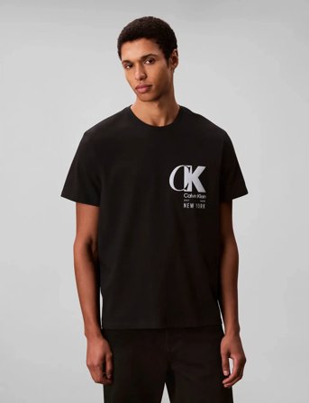 Calvin Klein Ss 20S Eu Ck Overlap Graphic Tee - Black - XL
