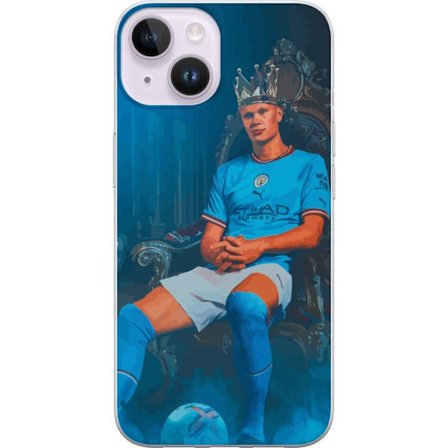 Kompatibel Mobilcover til Apple iPhone 15 Manchester City Erling Haaland angriber Norge fodbold fremad Premier League målscorer konge kunst