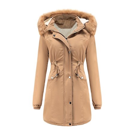 Dame Tykke Vatterte Jakker Med Avtakbar Hatt Vinter Bomullsjakke Hette Varmt Yttertøy