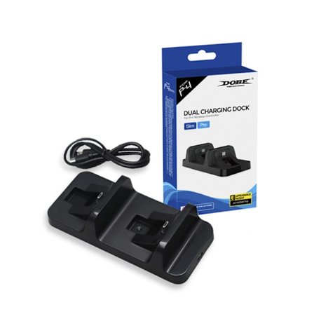 2-pak DOBE PS4 lader PS4 dobbeltkontrollerlader PS4 trådløs kontrollerlader PS4 dobbel lader TP4-002