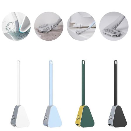 Toalettbørste veggmontert myk gummi lang håndtak silikon toalettbørste toalettstativ baderom tilbehør