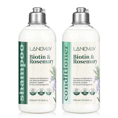 Biotin & Rosmarin Shampoo og Balsam Sett for Hårvekst Fortykning & Styrkende Formel for Tynt Hår, Hårtap, Hodebunnsterapi