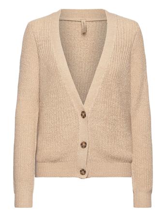 Sc-Glenda Strikkegenser Cardigan Beige Soyaconcept*Betinget Tilbud