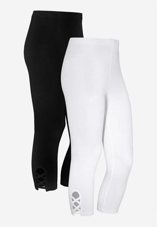 Cellbes of Sweden - Caprileggings med fina detaljer 2-pack - vit + svart - för damer - 38/40