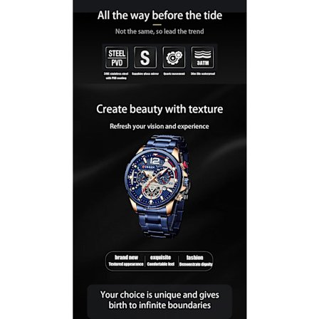 Herre-ur Kalender Herre-ur Seks-stift Stålrem Ur Kvartsur Sports Herre-ur