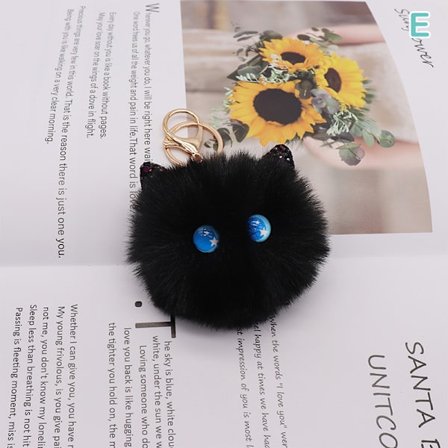 e Blush Cat Ball avaimenperä Pehmo riipuslaukku Riipus syntymäpäivä Gi