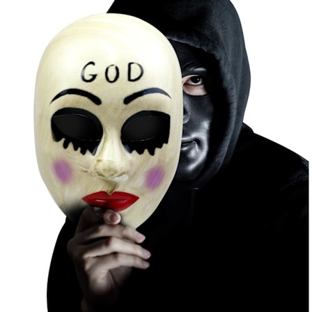 Gud Evil Smiley Mask Horror Killer Gud Mask Halloween Film Kostym Cosplay Mask
