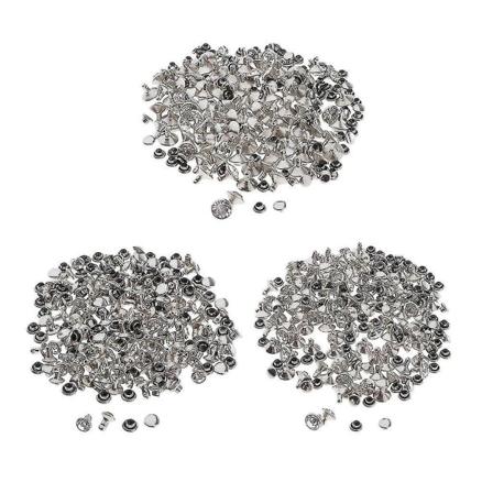 3x 100 kpl Kaksoisniitit Napit Painonapilla DIY Kengät Vaatteet Koriste Hopea