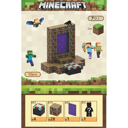 Minecraft Byggklossar, 32 sexsidiga magnetiska leksaker (Door of Truth)-xindaren
