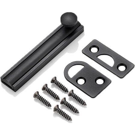 (Sort, 3 tommer) Massiv messing overflademonteret skudrigel, kraftig skjult skyderegel med skruer, dørskyderegel tyverisikring sikkerhedsdørlås