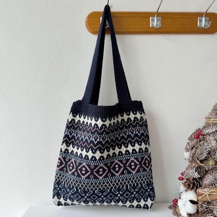 Håndvevd veske Bølgestrikkede vesker MARINEBLÅ