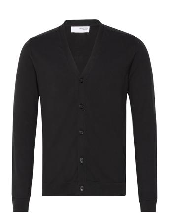 Slhberg Ls Knit V-Neck Cardigan Noos Strikkegenser Cardigan Svart Selected Homme*Betinget Tilbud