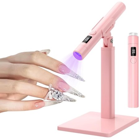 (Pink) Mini UV-lys til gelenegle, håndholdt LED-neglelampe, hurtighærdende lys til Gel x-negle LED-neglelampe med stativ, hurtig hærdning, egnet til 