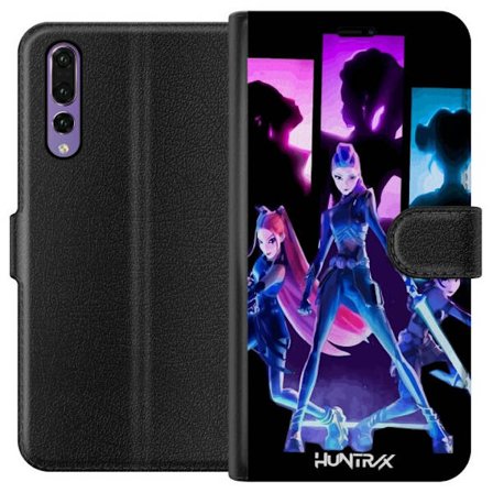 Yhteensopiva Lompakkokotelo Huawei Huawei P20 Pro Tulevaisuutta ennustava tyttöryhmän kuva, jossa on neonvaloja ja voimakkaita värejä sci-fi-estee