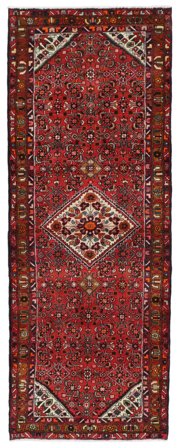 115X302 Alfombra Hosseinabad Oriental De Pasillo Rojo Oscuro/Negro (Lana, Persia) Carpetvista