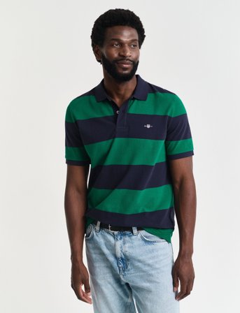 GANT Block Stripe Polo - Green - M