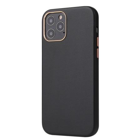 Luxury Slim Läderskal Till Iphone 12/12 Pro, Svart Svart