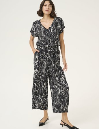 Kaffe Kamira Plain Weave Jumpsuit Printed - Black - 38