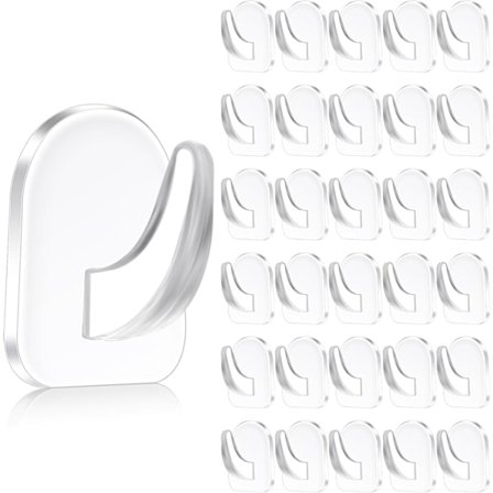 30 stk Klare Gjenbrukbare Heavy Duty Kroker Akryl Sticky Hangers med Ikke-merkende Klistremerke for Kjøkken Bad Soverom Kontor