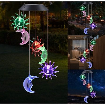 Solcellsdriven vindspel med LED, färgskiftande kolibri, fjäril, EVA-boll, trädgård, julklapp, utomhusdekoration