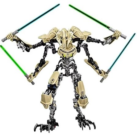OPP-pussi; Kenraali Grievous 32cm Anime-hahmo Ksz714 Tähtilelu Robotti Grievous valomiekalla, taistelumalli rakennuspalikoilla, lahja