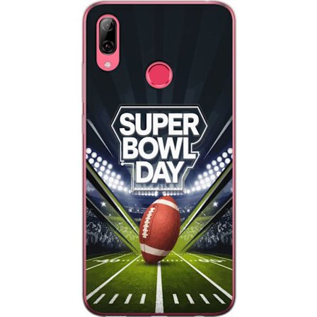 Yhteensopiva Puhelinkuori Huawei Y7 (2019) Super Bowl Day juliste, jossa amerikkalainen jalkapallo valaistuksella varustetulla areenalla dramaattisess