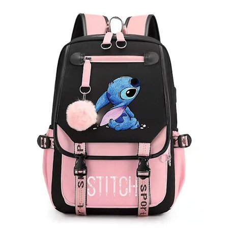 Stitch USB Oppladbar Skolesekk Mannlig og kvinnelig studentryggsekk Ryggsekk_a