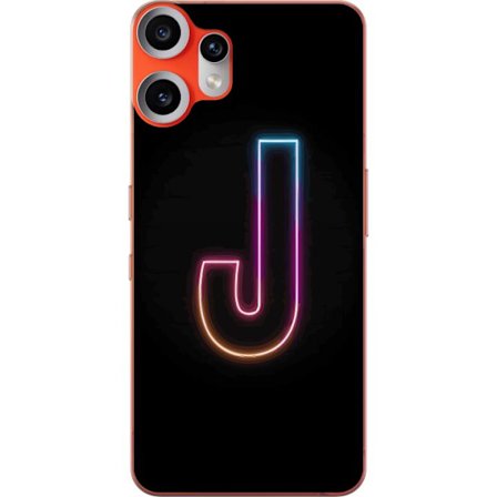 Yhteensopiva Puhelinkuori Nothing Nothing CMF Phone 2 Pro Minimaalinen neonkirjain J värien vaihtuessa valossa mustaa taustaa vasten
